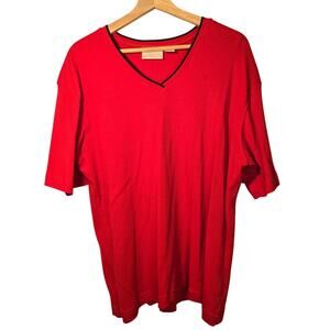 Elisabeth by Liz Claiborne 2X 100% Cotton Red V-Neck Knit Top [0282]